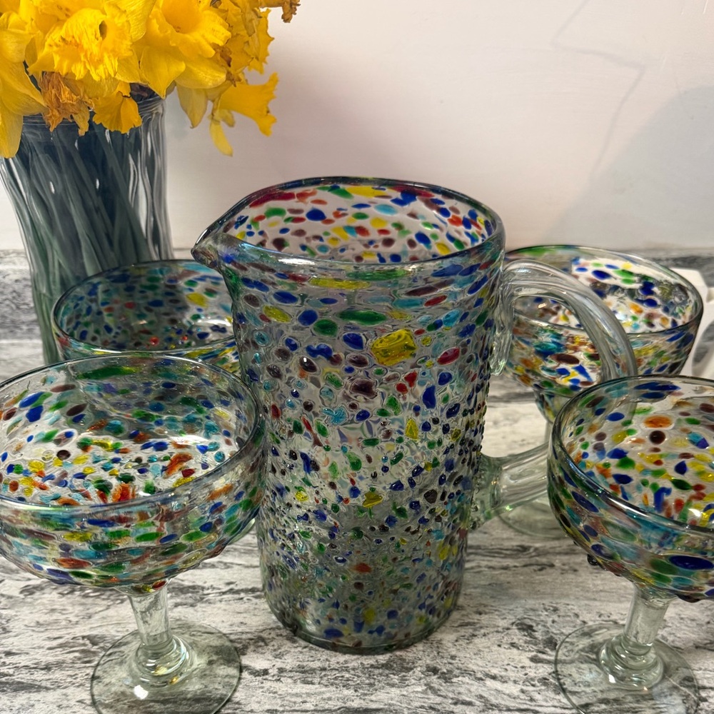 Mexican confetti glass - Margarita with Pitcher